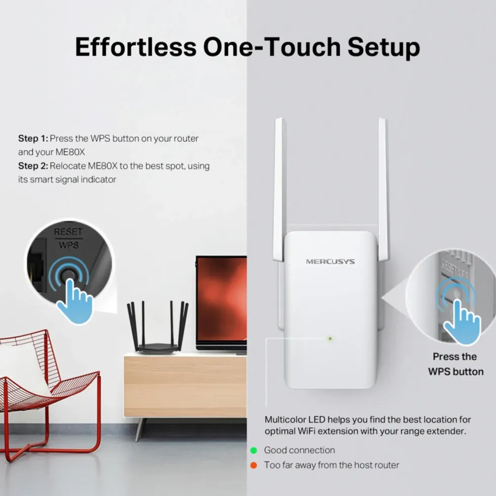 Mercusys ME80X Wi-Fi 6 Repeater AX3000