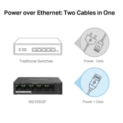Mercusys MS105GP 5-porters gigabitswitch med POE+