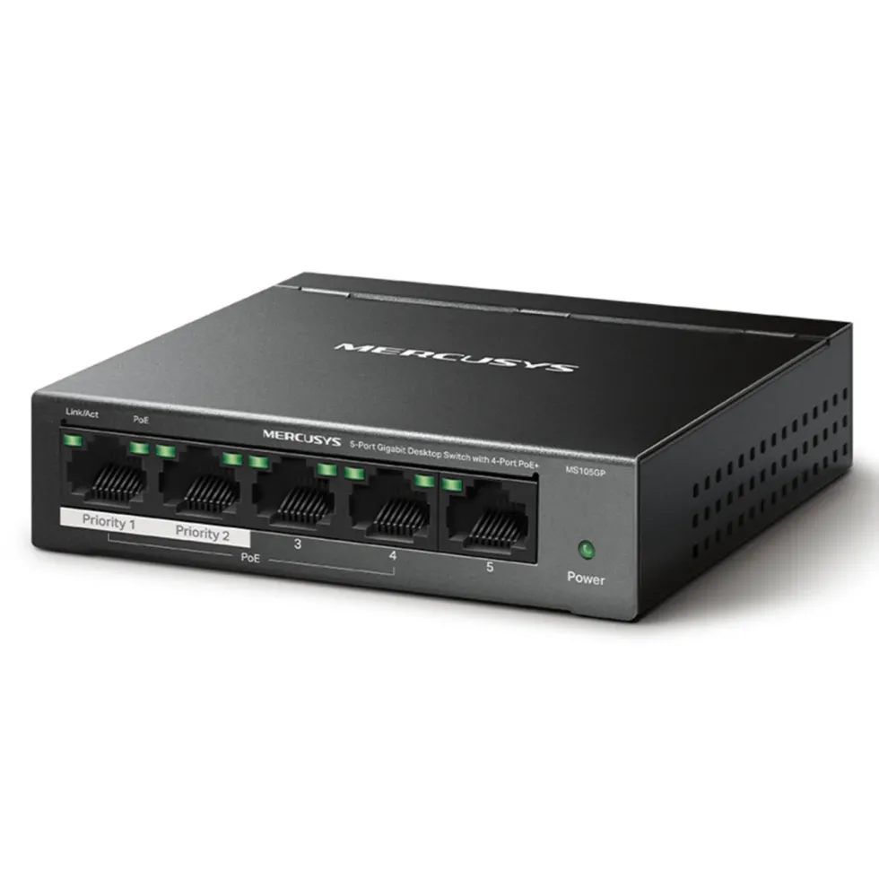 Mercusys MS105GP 5-porters gigabitswitch med POE+