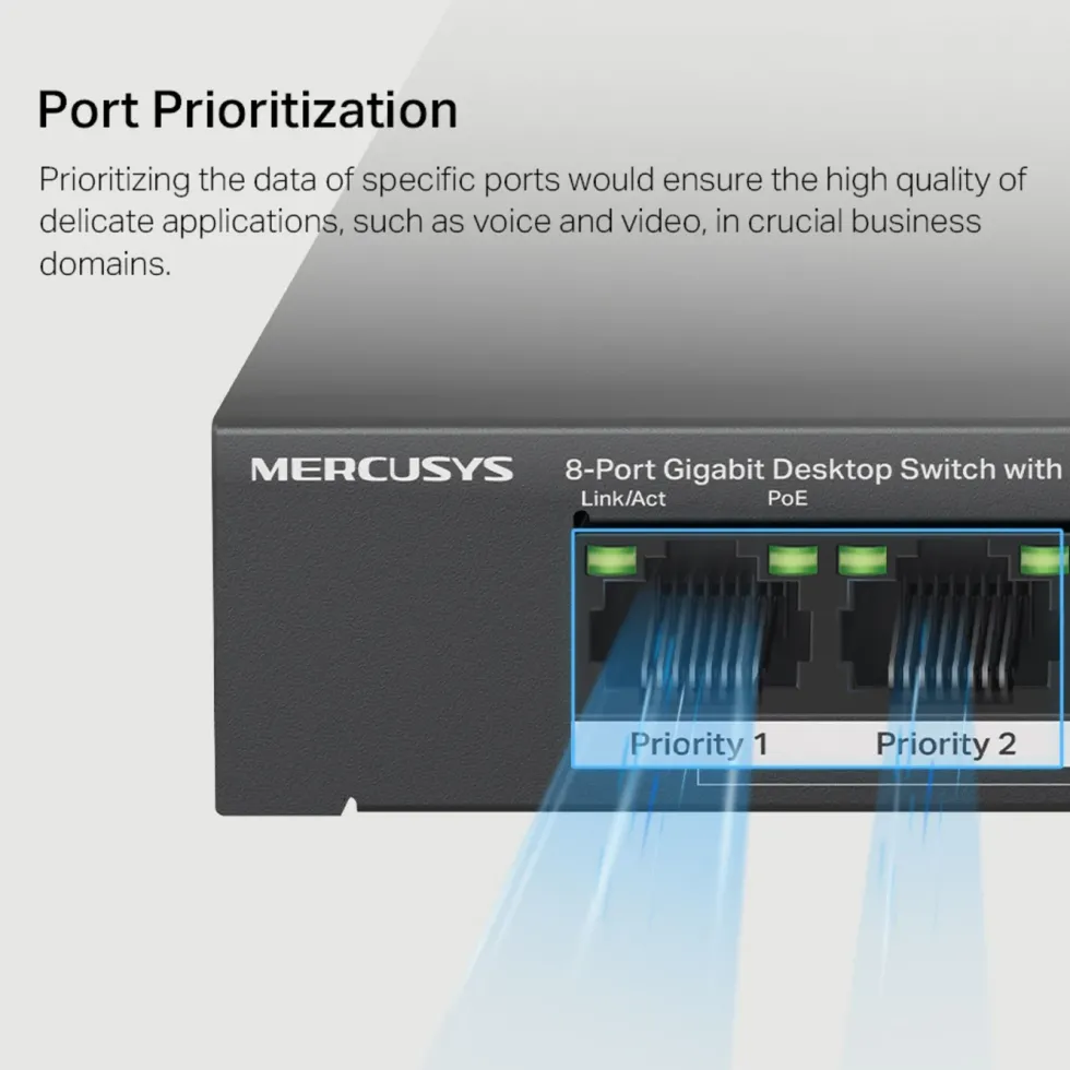 Mercusys MS108GP 8-porters gigabitswitch med POE+