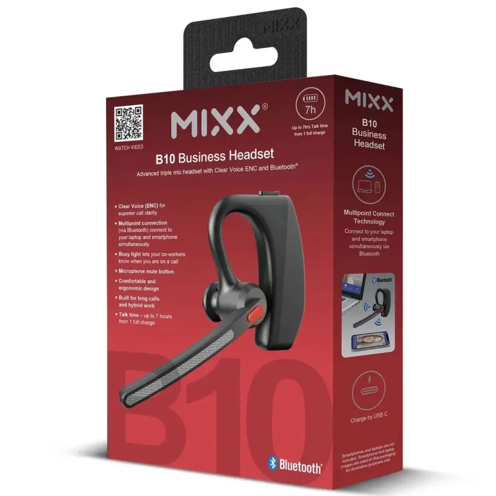 MIXX Mono Headset B10 trådløst med ENC-mikrofon Svart