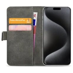 Mobilize Classic Gelly Wallet Book Case – Mobildeksel for iPhone 15 Pro Svart