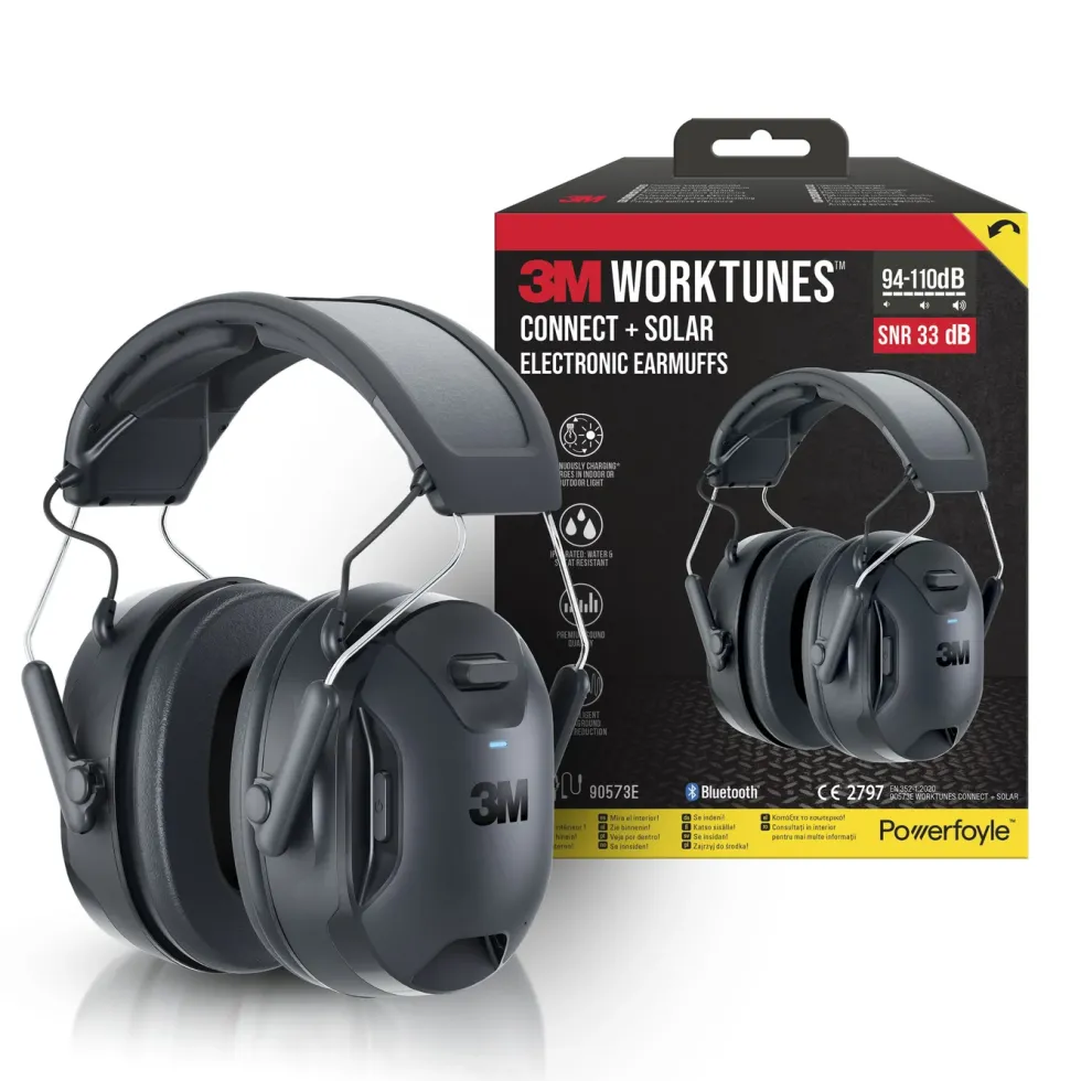 3M WorkTunes Connect & Solar hørselvern Bluetooth Svart