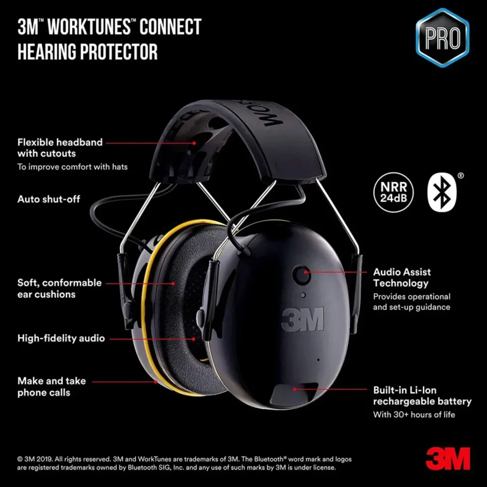 3M WorkTunes Connect & Solar hørselvern Bluetooth Svart