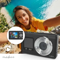 Nedis Digitalt kompaktkamera med to skjermer og 4K-video