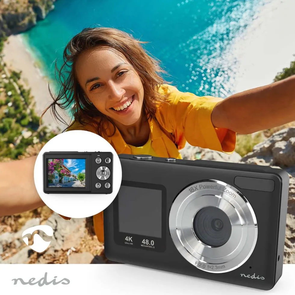 Nedis Digitalt kompaktkamera med to skjermer og 4K-video