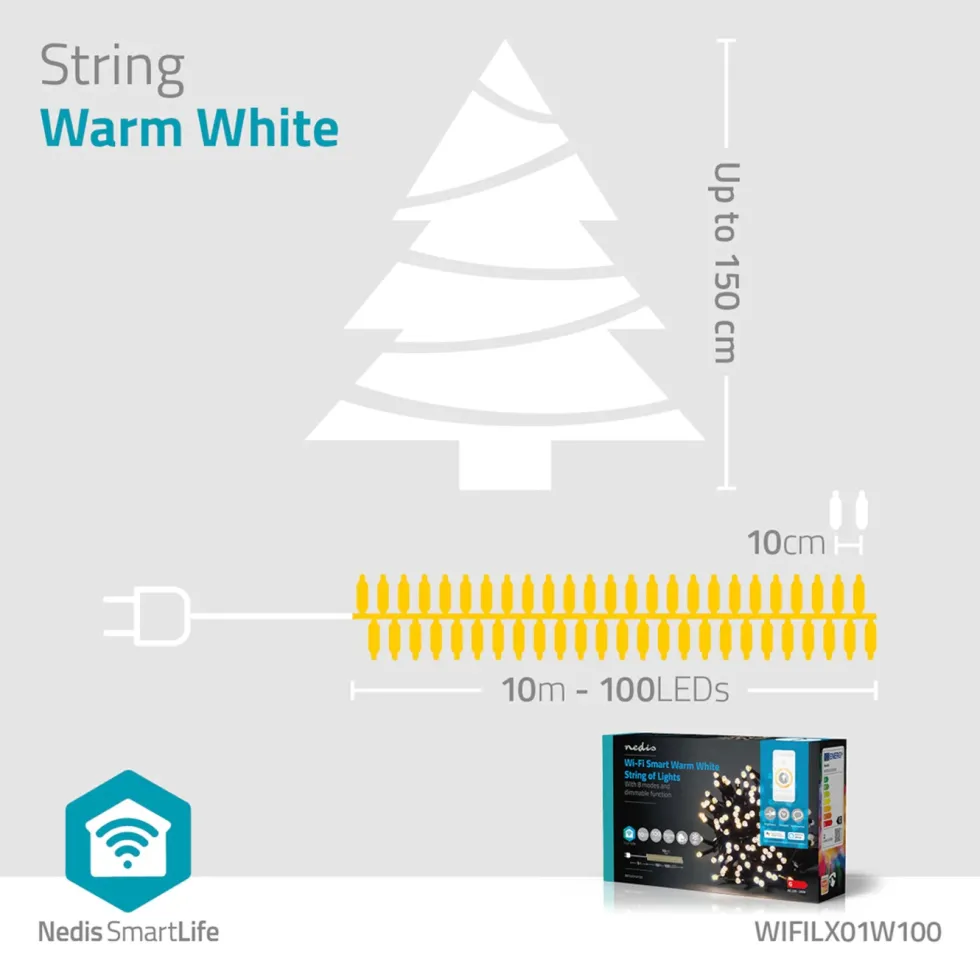 Nedis SmartLife Varmhvit Lyslenke 10 m