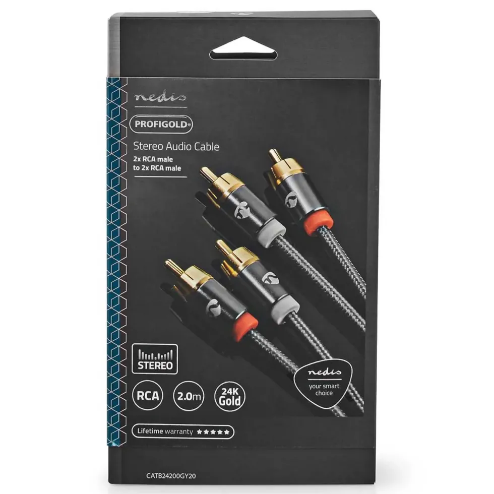 Nedis Stereolydkabel med doble RCA-kontakter 2 m