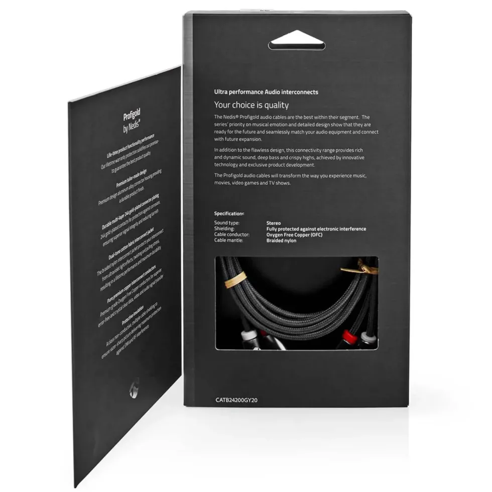 Nedis Stereolydkabel med doble RCA-kontakter 2 m
