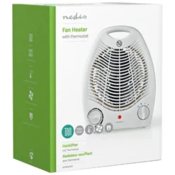 Nedis Varmevifte 1000/2000 W med veltsikring Hvit