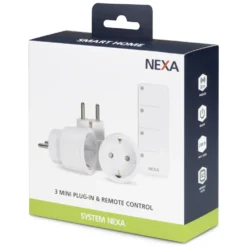 Nexa Fjernstrømbryterpakke med uttak og fjernkontroll 3-pk.