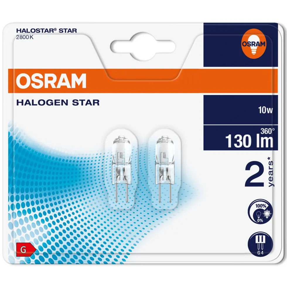 Osram Halogenpærer G4 2-pk. 130 lm, 10 W