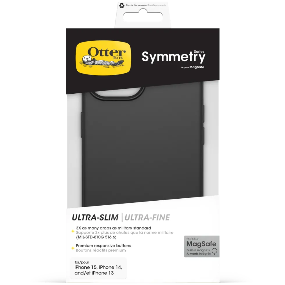 Otterbox Symmetry Magsafe for iPhone 13, 14, 15, 16e og 17e Svart