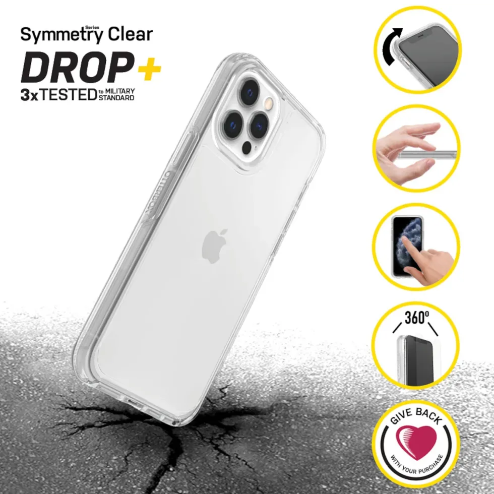 Otterbox Symmetry Robust deksel for iPhone 12 og 12 Pro Gjenomsiktlig