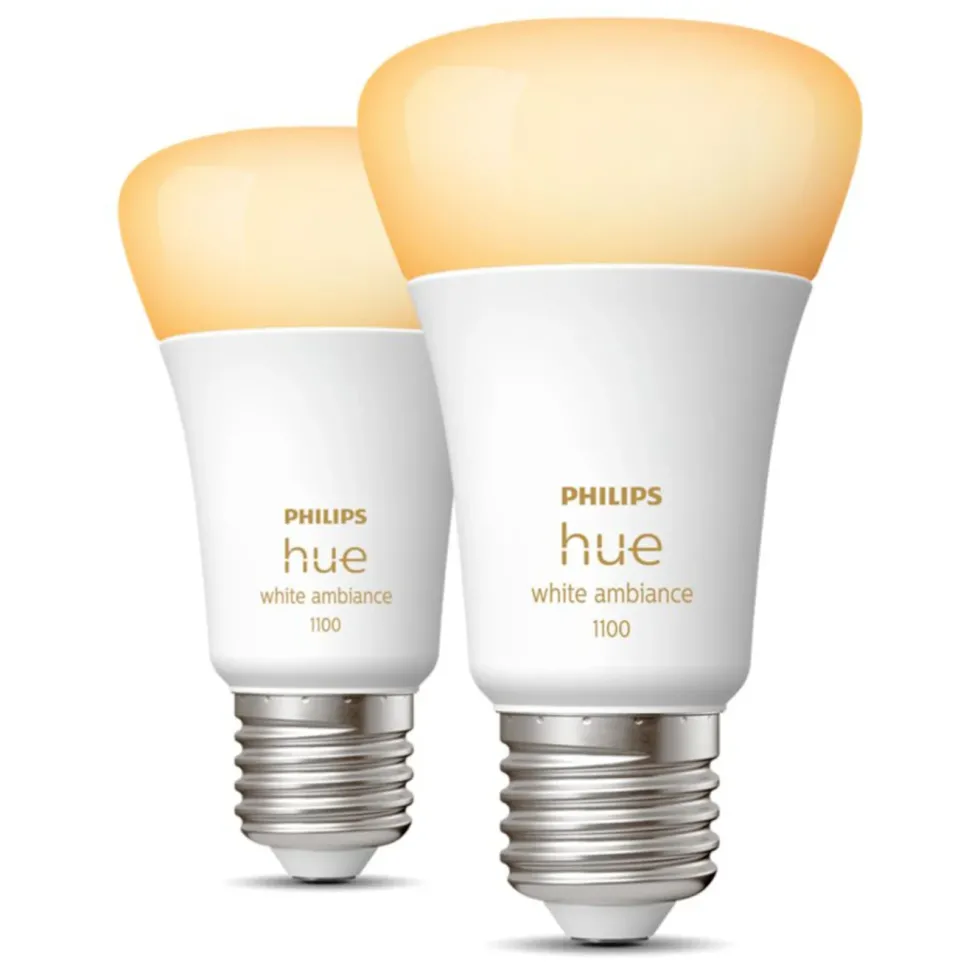 Philips Hue Ambiance Smart LED-pære E27 1100 lm 2-pack