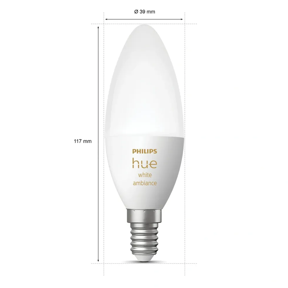 Philips Hue Ambiance Smart LED-pære E14 470 lm 2-pk.