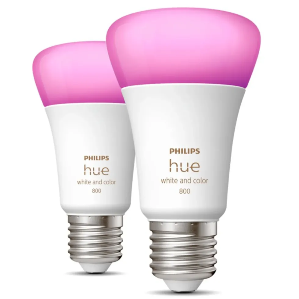 Philips Hue Color Ambiance Smart LED-pære E27 806 lm 2-pk