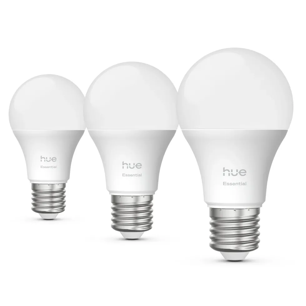 Philips Hue Essential Smart LED-pære E27 806 lm 3-pk.
