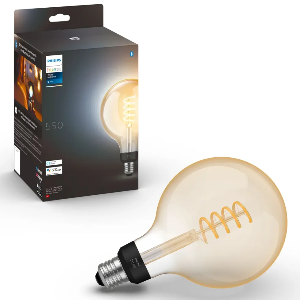 Philips Hue Filament G125 E27 Smart LED-pære 550 lm