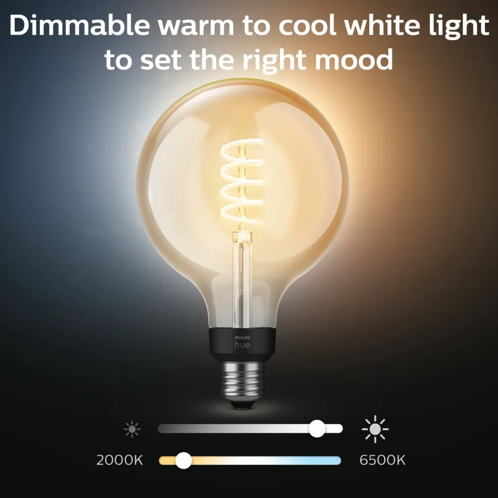 Philips Hue Filament G125 E27 Smart LED-pære 550 lm