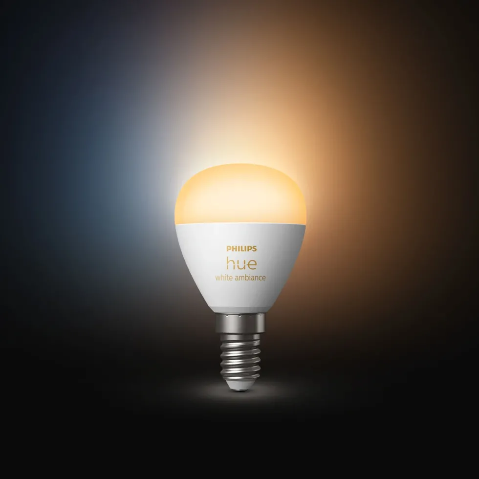 Philips Hue Luster Kuleformet LED-pære White Ambiance E14 470 lm