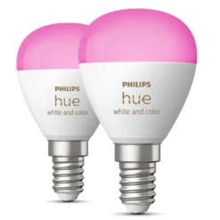 Philips Hue Luster Kuleformet LED-pære White and Color Ambiance E14 470 lm 2-pk.