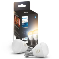 Philips Hue Luster Kuleformet LED-pære White Ambiance E14 470 lm 2-pk.