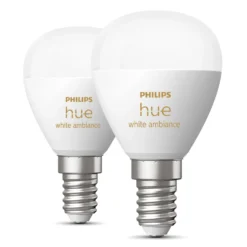Philips Hue Luster Kuleformet LED-pære White Ambiance E14 470 lm 2-pk.