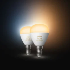 Philips Hue Luster Kuleformet LED-pære White Ambiance E14 470 lm 2-pk.