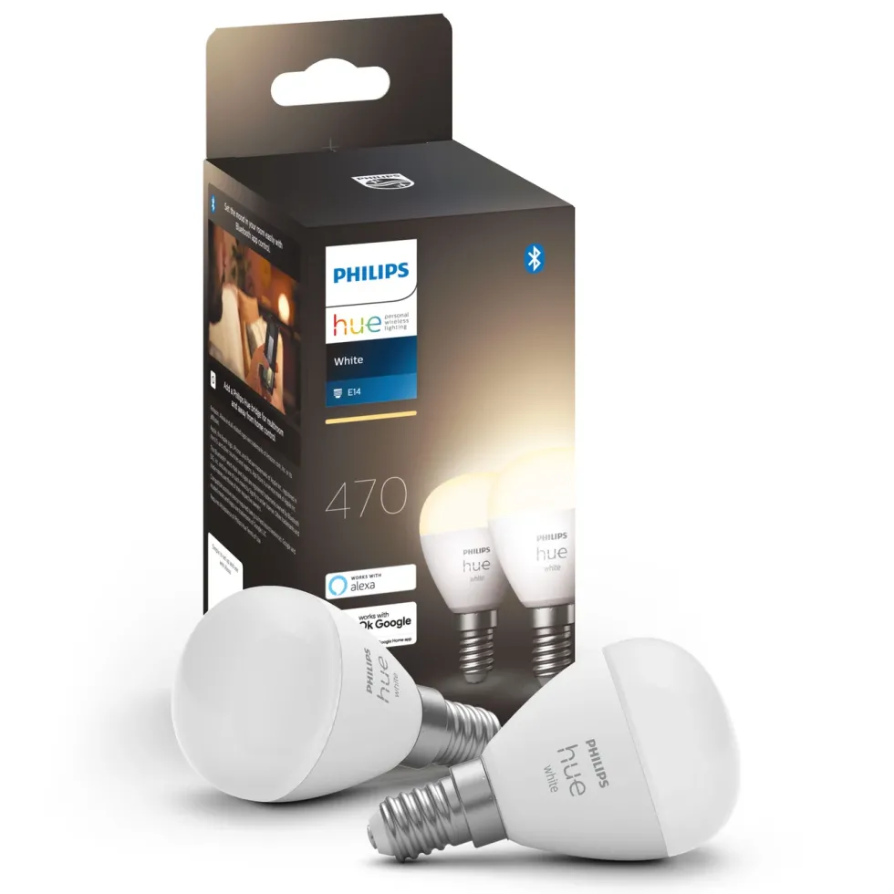Philips Hue Luster Smart LED-pære E14 470 lm 2-pk.