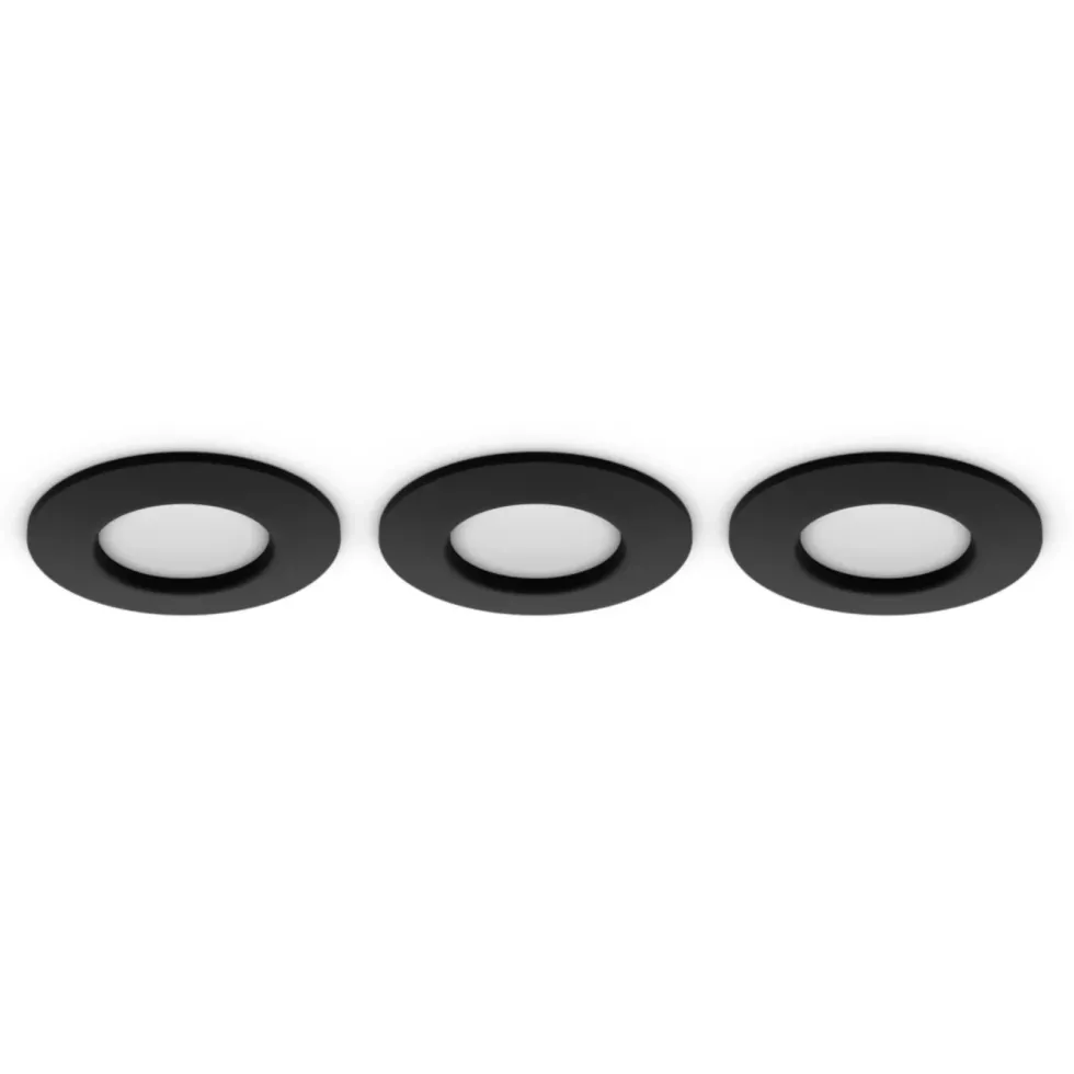 Philips Hue Slim innfelt spotlight 90 mm 3-pk. Svart