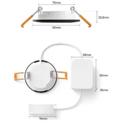 Philips Hue Slim innfelt spotlight 90 mm 3-pk. Svart