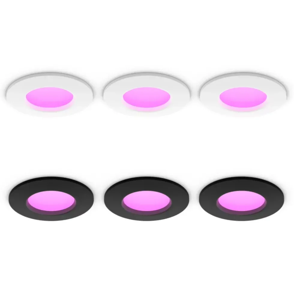 Philips Hue Slim innfelt spotlight 90 mm 3-pk. Svart