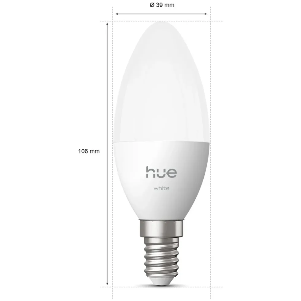 Philips Hue White smart LED-kronlys E14 2-pakning