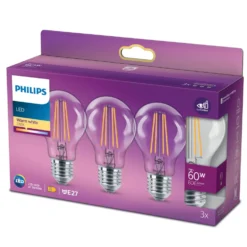 Philips LED-globepære E27 806 lm 3-pk.