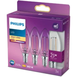 Philips LED-pære Mignon LED E14 250 lm 3-pk.