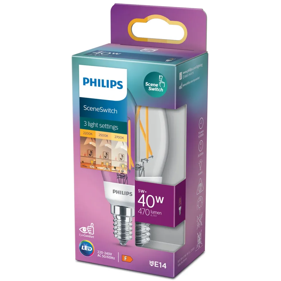 Philips Sceneswitch LED-pære Mignon E14 470 lm