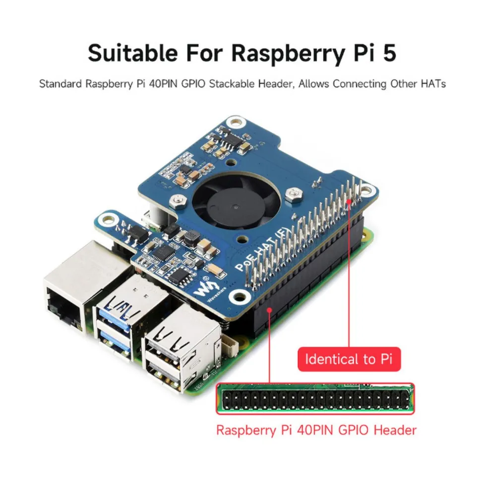 PoE+ Hat for Raspberry Pi 5