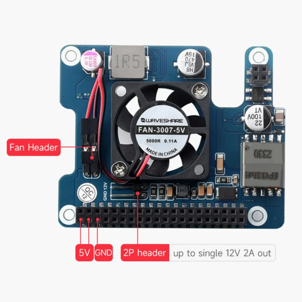 PoE+ Hat for Raspberry Pi 5
