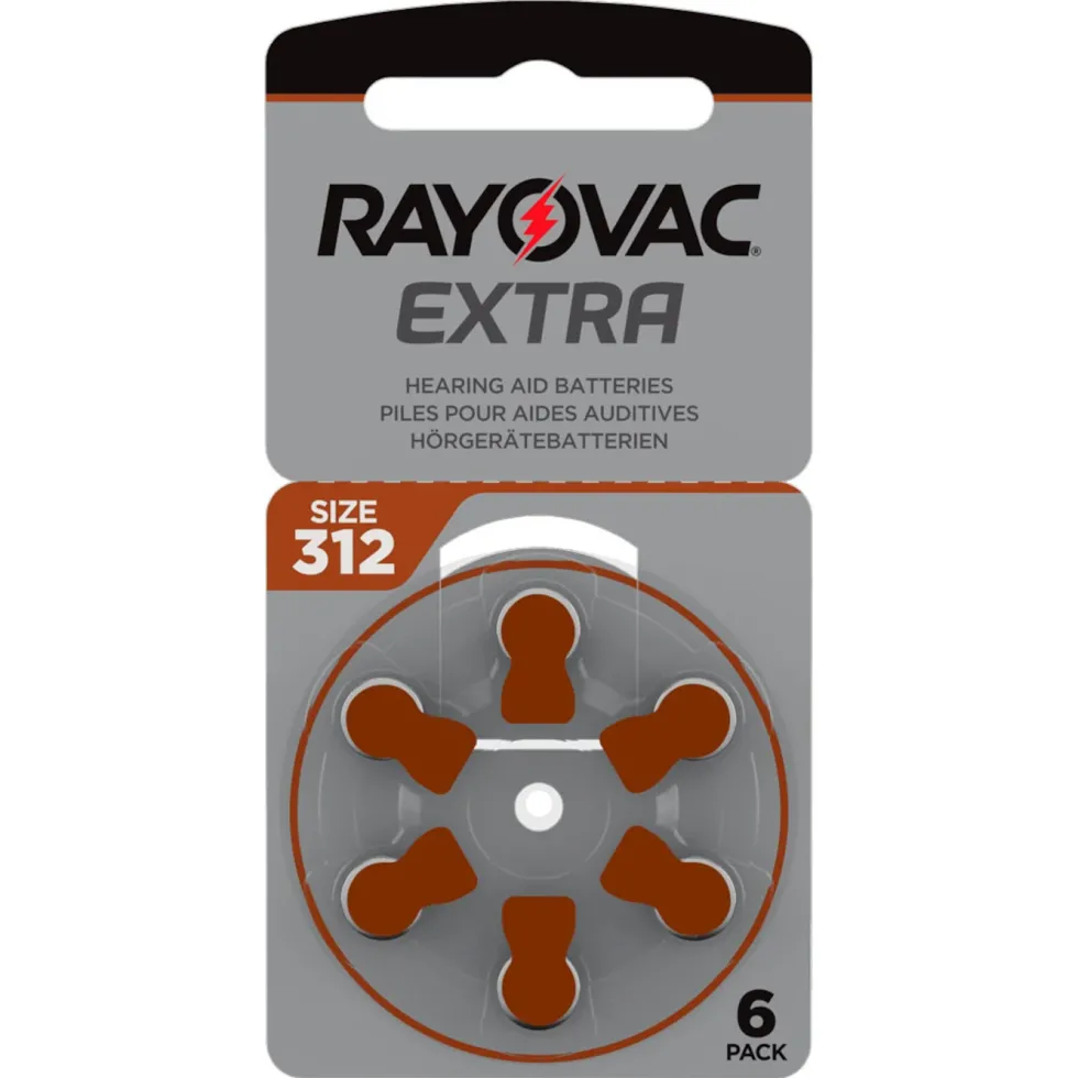 Rayovac Høreapparatbatterier Brun ZA312 6-pk.