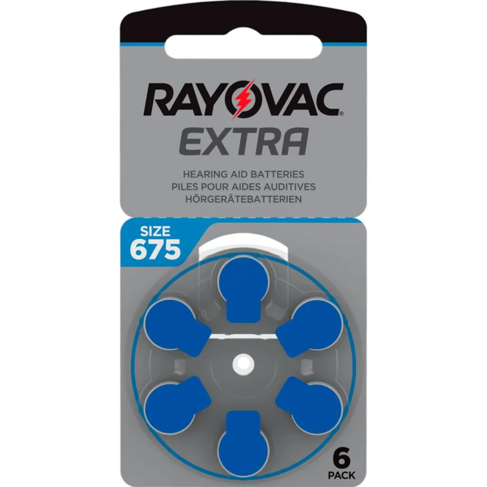Rayovac Høreapparatbatterier Blå 675P 6-pk.