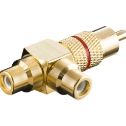 RCA-adapter med lyduttak, gullbelagt Rød
