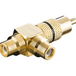 RCA-adapter med lyduttak, gullbelagt Svart