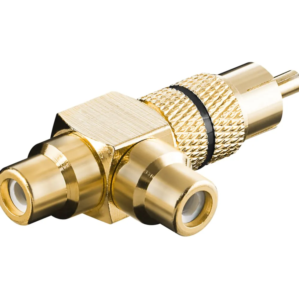 RCA-adapter med lyduttak, gullbelagt Svart