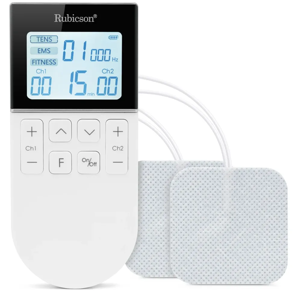 Rubicson TENS/EMS-muskelstimulator med 4 elektrodeplater