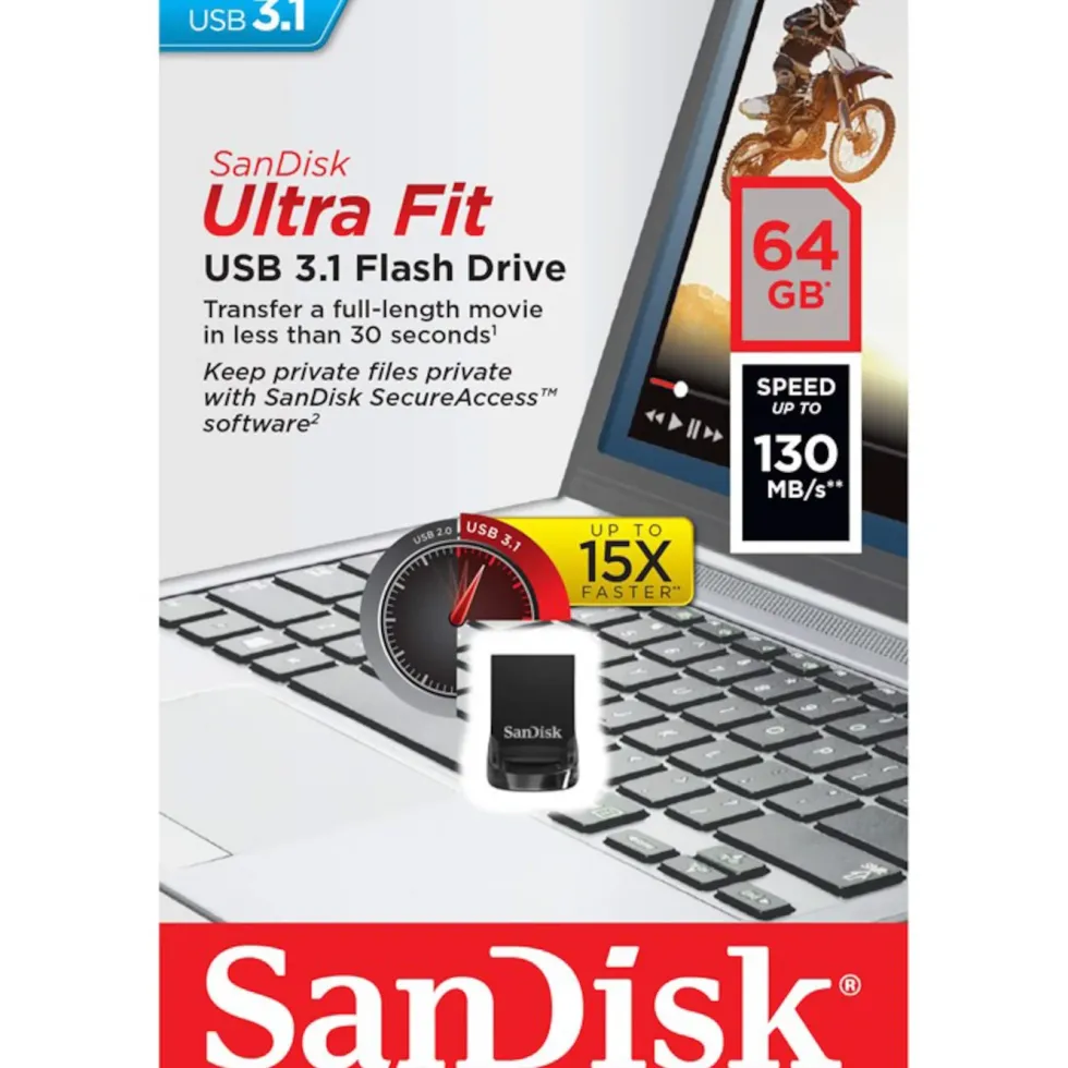 Sandisk Ultra Fit 3.1 USB-minne 64 GB
