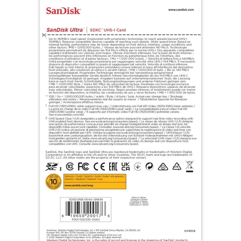 Sandisk Ultra SD-kort 64 GB SDXC