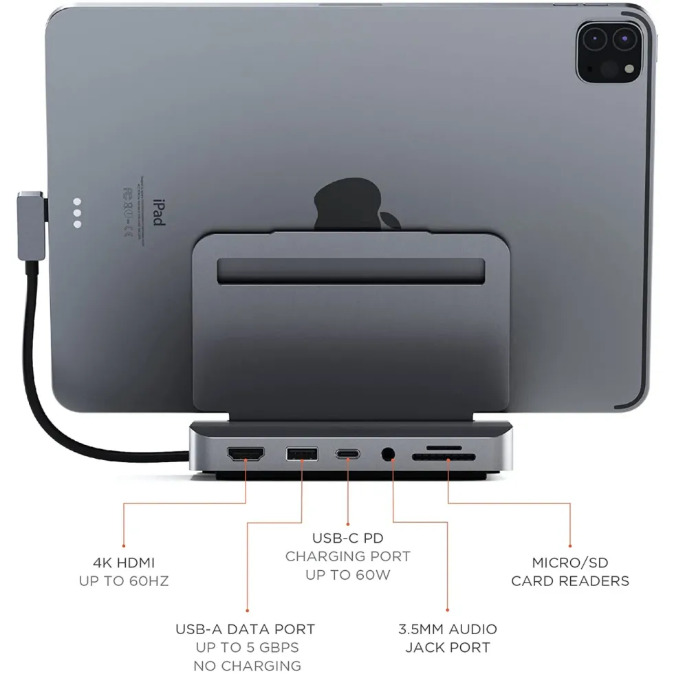 Satechi Aluminum Stand Hub for iPad Pro (2018 og nyere)