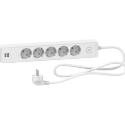 Schneider Electric Grenuttak med bryter og USB-uttak 5-veis Hvit