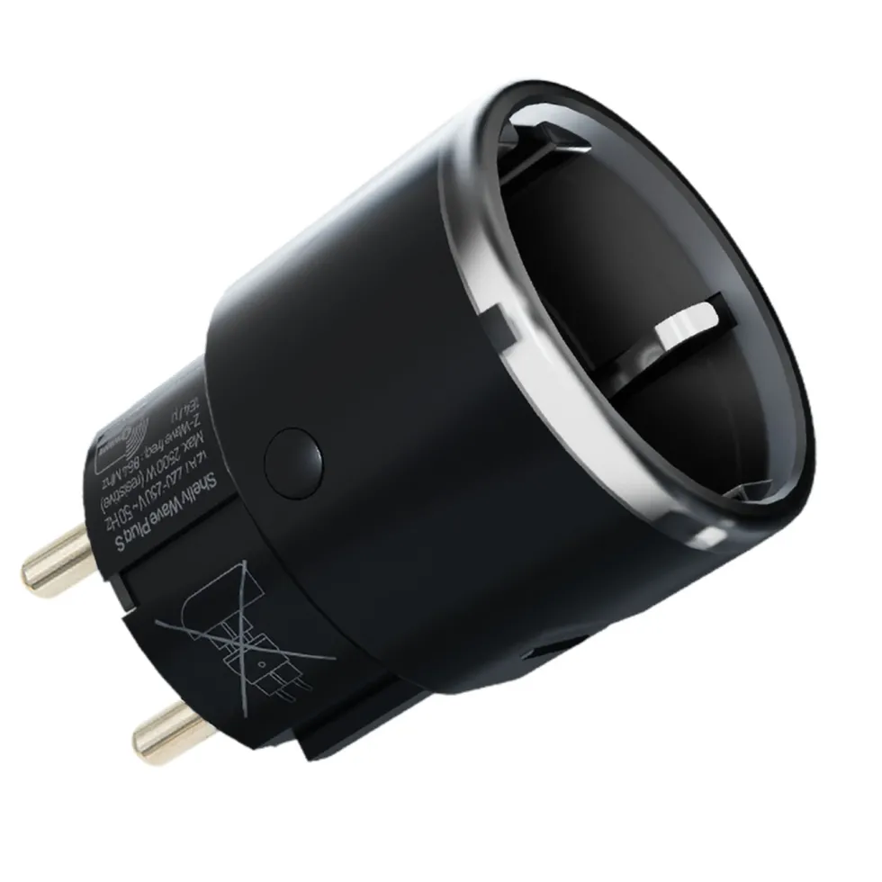 Shelly Wave Plug S LR – smart Z-Wave-plugg med energimåling Svart